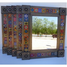 Set of 5 punched TIN MIRRORS with talavera tile mexican wholesale lot 25" X 29"   273140560728
